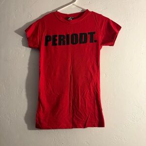 Women’s Red T-Shirt “Periodt.” Size medium